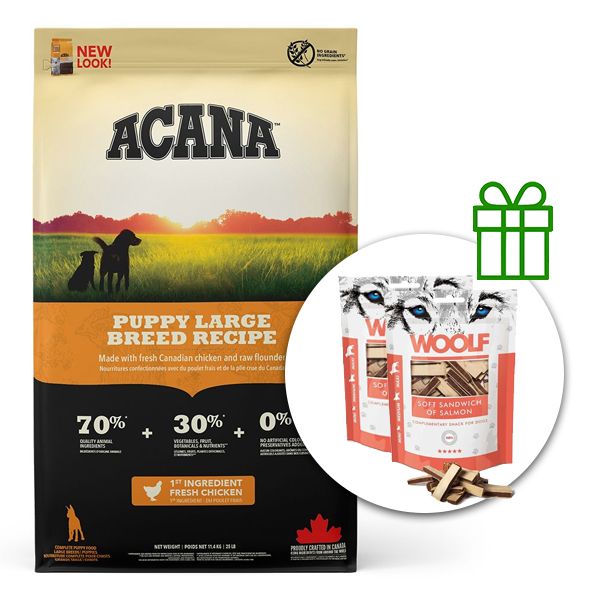 ACANA Puppy Large Breed Recipe 11,4 kg + 2x poslastice GRATIS