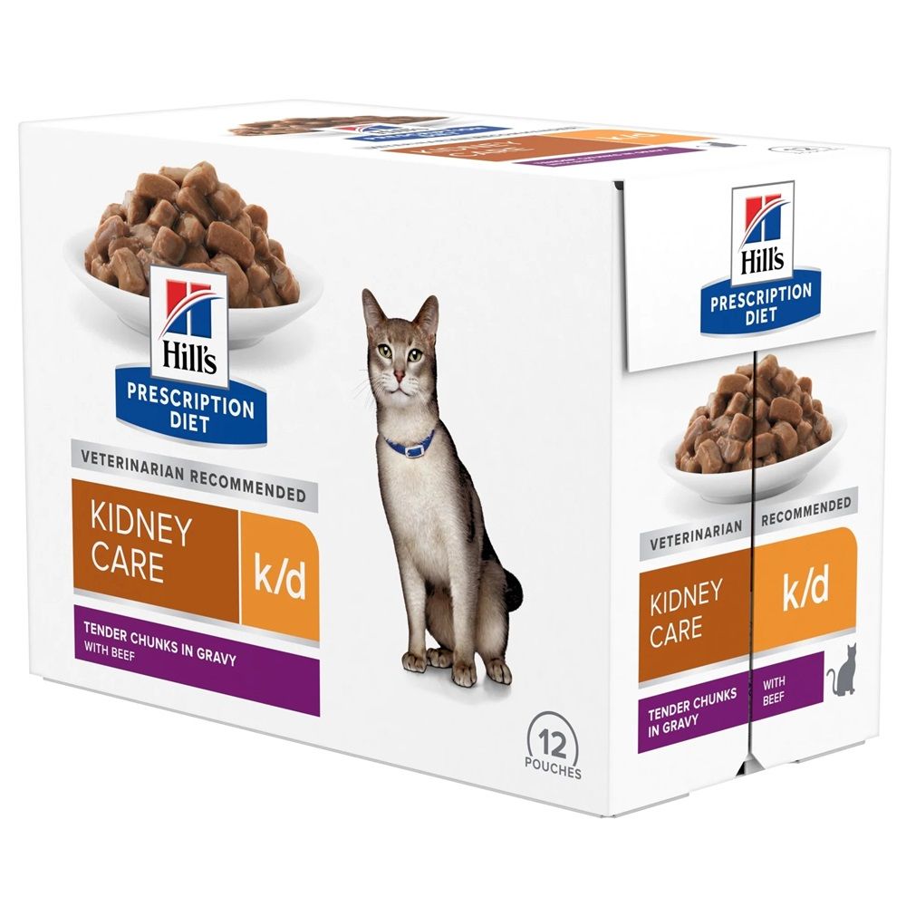 Hill's Prescription Diet k/d njega bubrega vrećica za mačke s govedinom 12 x 85 g