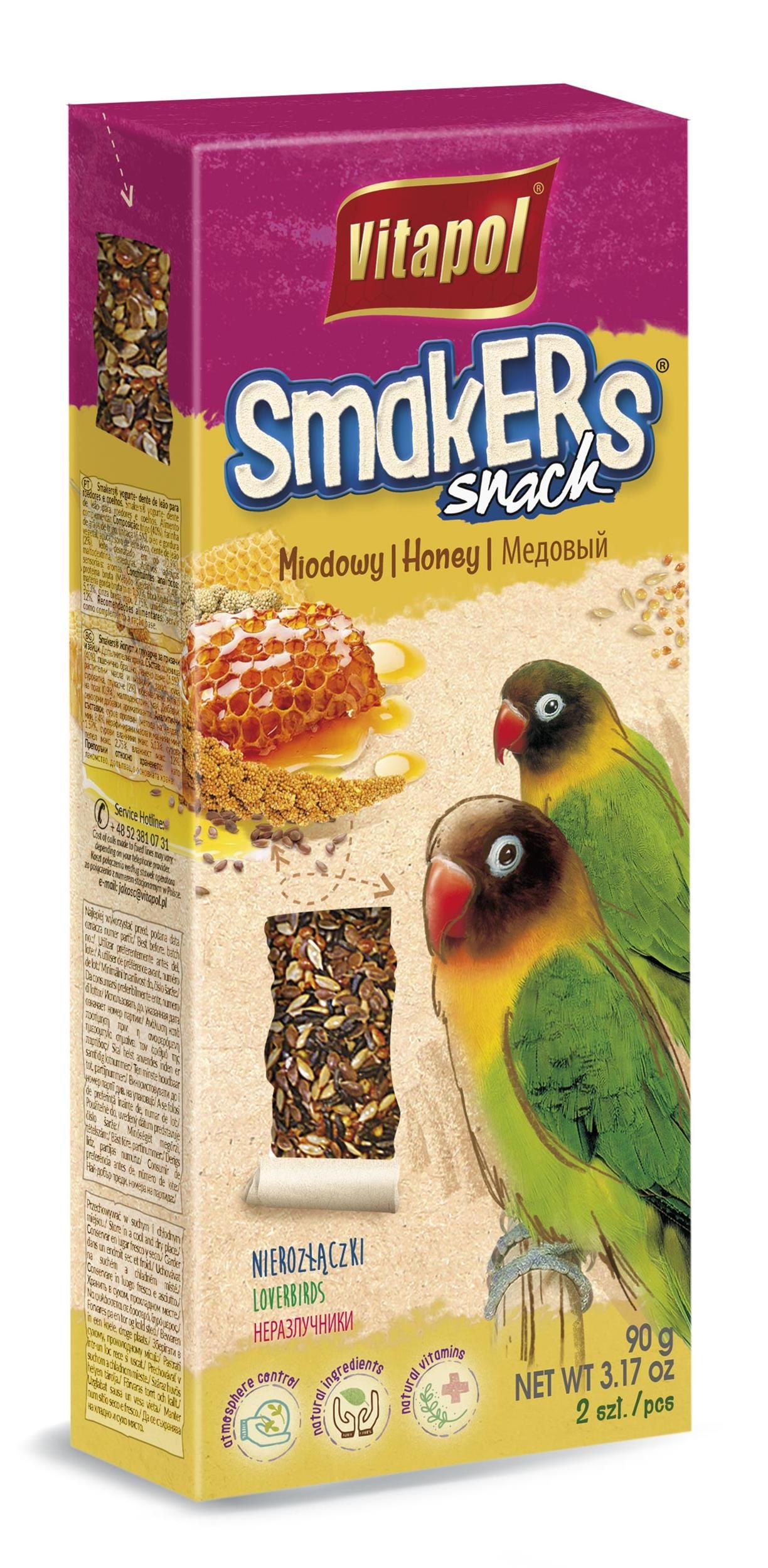 Vitapol Smakers štapići za agapornise - medeni, 2 kom