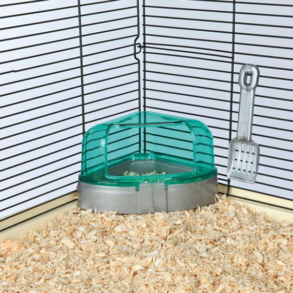 Toaletni sanduk s lopaticom za male glodavce - 14 x 8 x 11 cm