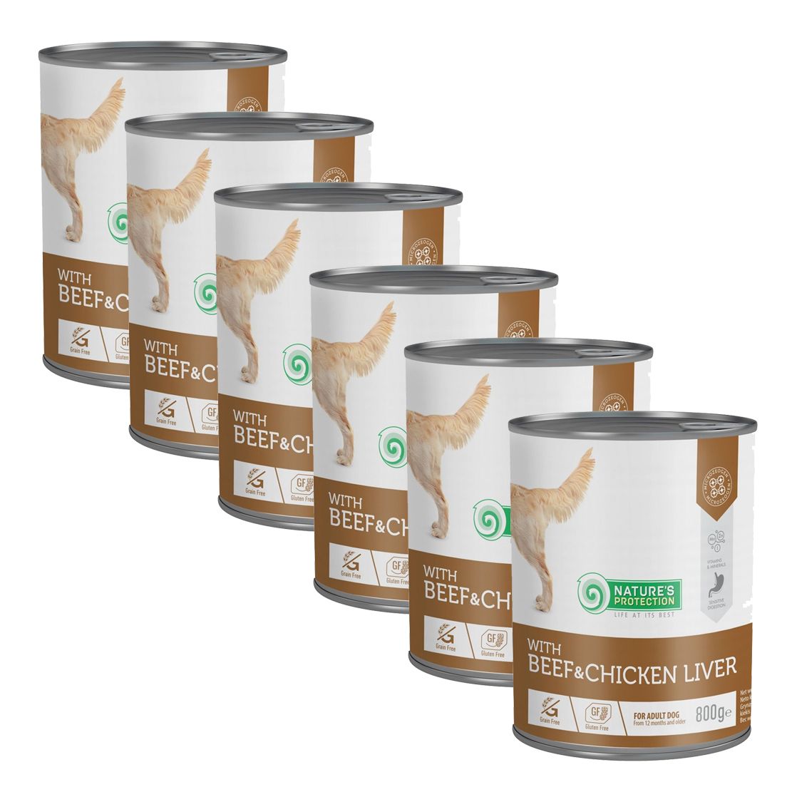Natures Protection dog adult Beef & Chicken liver 6 x 800 g