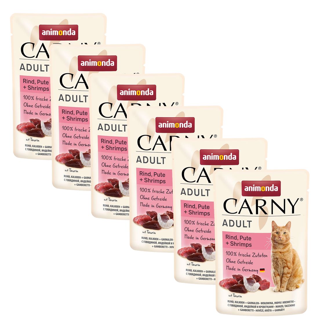 Animonda CARNY Cat Adult govedina, puretina + škampi 6 x 85 g