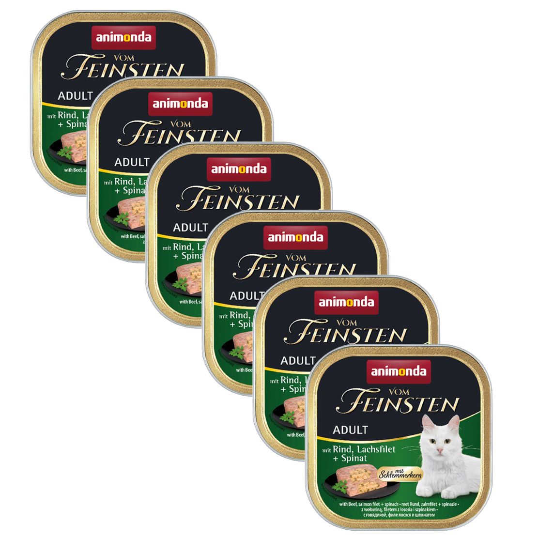 Animonda Vom Feinsten Adult Cat govedina, losos + špenat 6 x 100 g