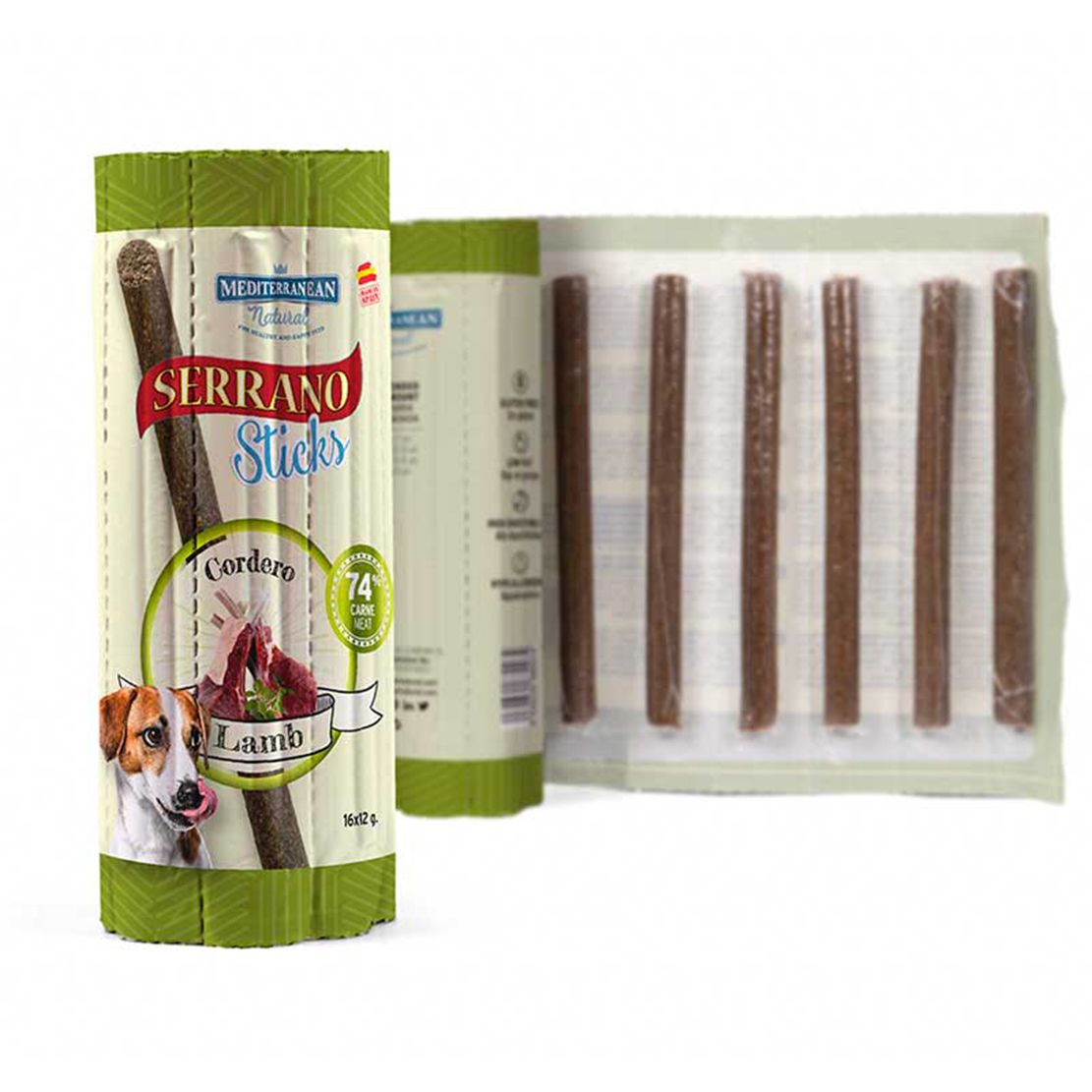 Tyčinky MEDITERRANEAN NATURAL Serrano Sticks - janjetina 16 x 12 g