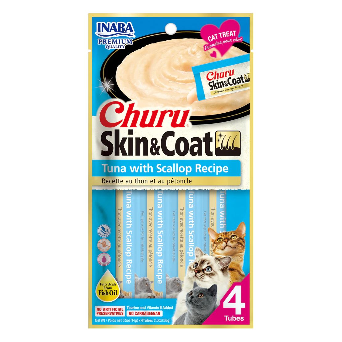Inaba Churu Skin & Coat cat Tunjevina s hrebenatkom 4 x 14 g