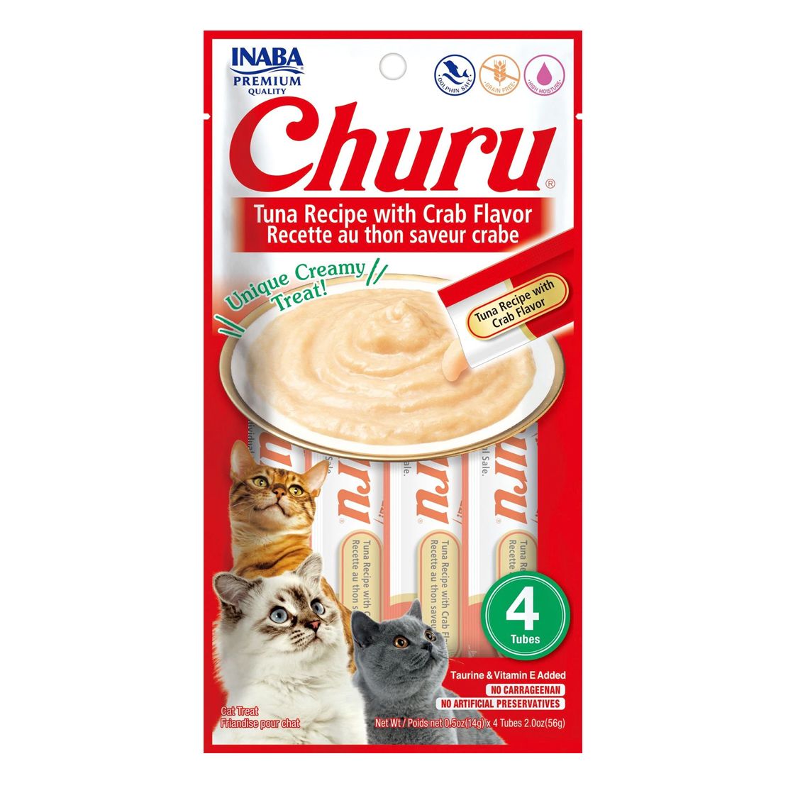 Inaba Churu Pyré za mačke tuna s okusom rakova 4 x 14 g