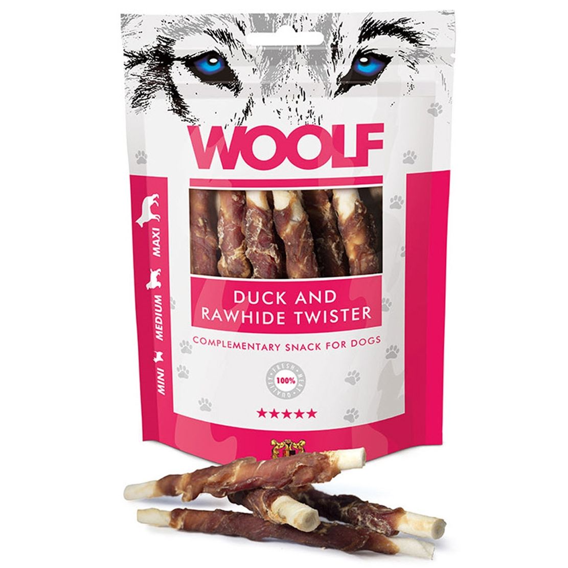 WOOLF Duck & Rawhide Twister 100 g