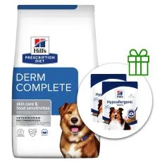 Hill's Prescription Diet Canine Derm Complete 12 kg + 2x poslastice BESPLATNO
