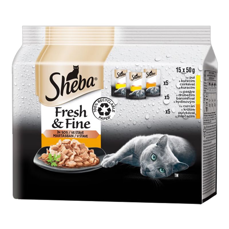 Sheba Fresh & Fine konzervice za mačke, pileći izbor 15 x 50 g