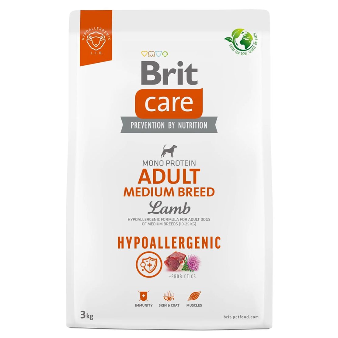 Brit Care Dog Hypoallergenic Adult Medium Breed Lamb 3 kg