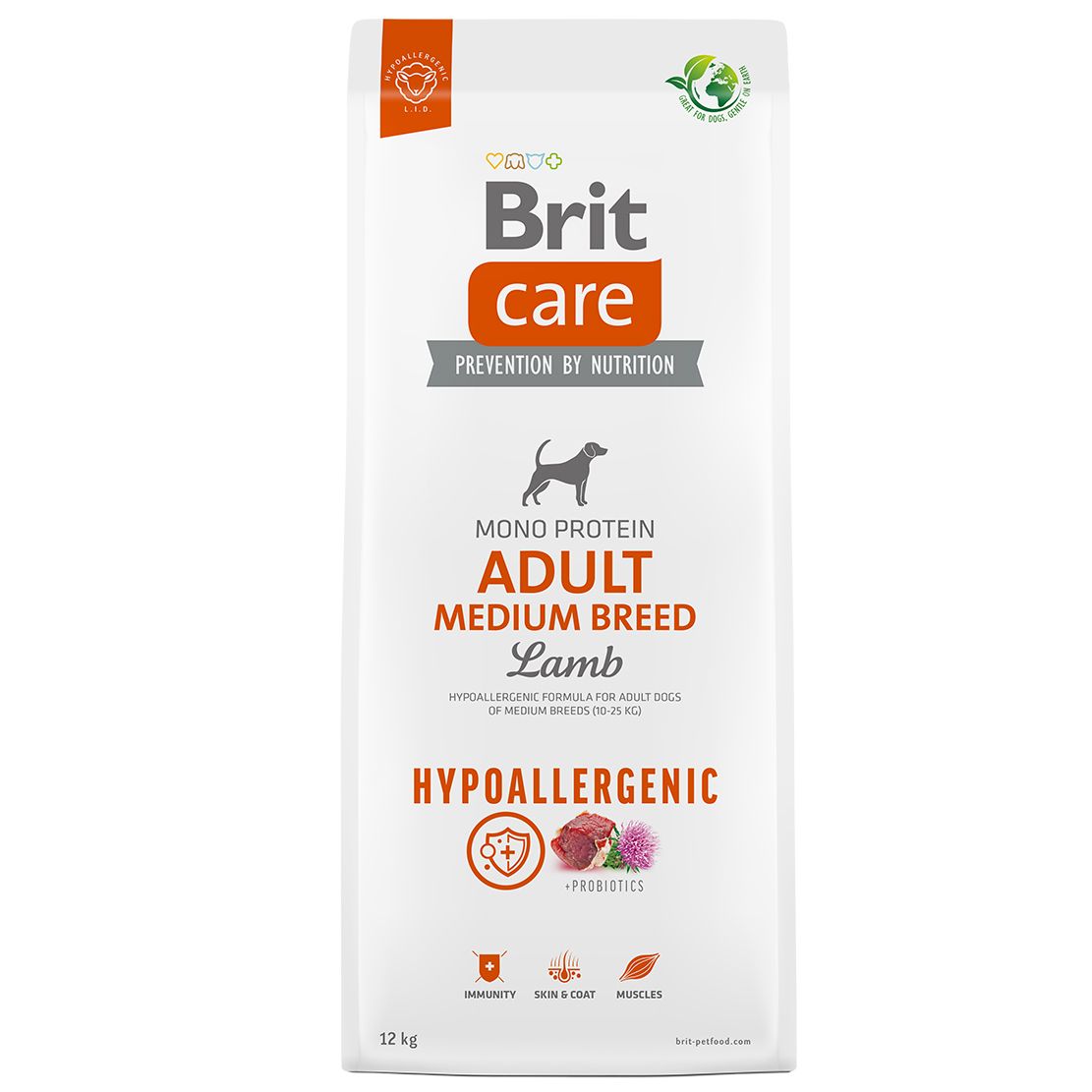 Brit Care Dog Hypoallergenic Adult Medium Breed Lamb 12 kg