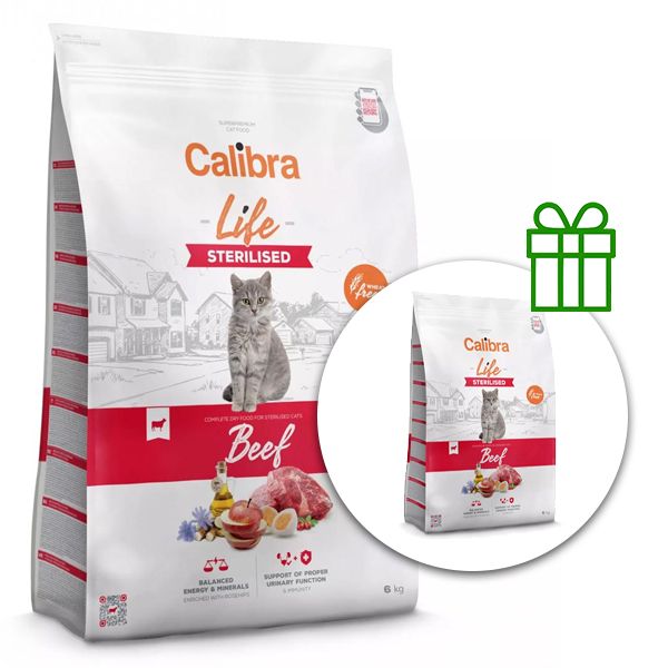Calibra Cat Life Sterilised Beef 6 kg + 1,5 kg