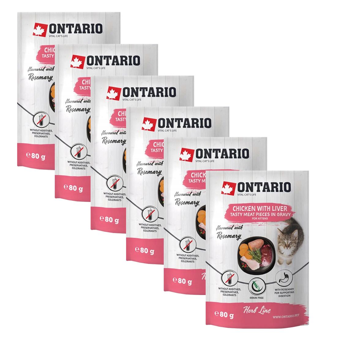 Ontario Herb vrećica za mačiće piletina 6 x 80 g