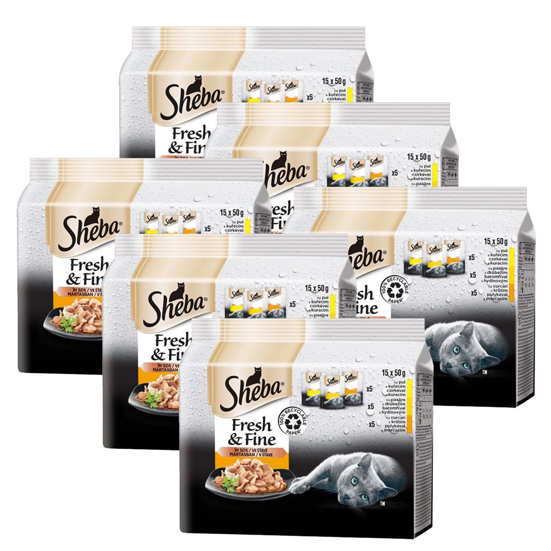 Sheba Fresh & Fine vrećice za mačke, izbor peradi 6 x (15 x 50 g)