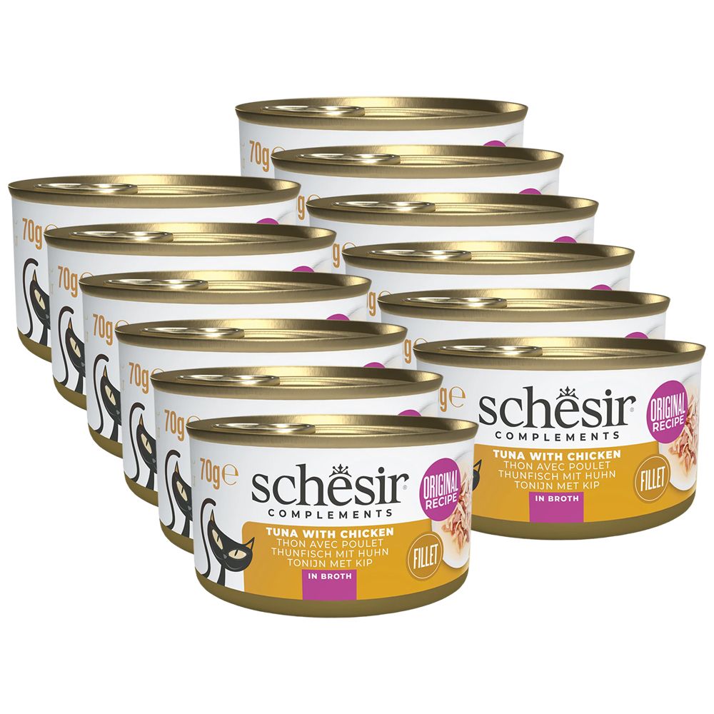 Schesir cat tuna s piletinom u juhi 12 x 70 g