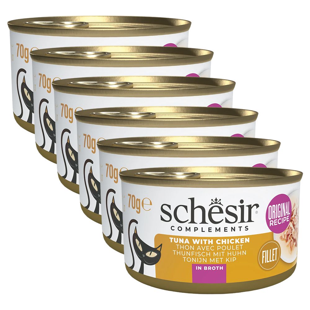 Schesir cat tuna s piletinom u juhi 6 x 70 g