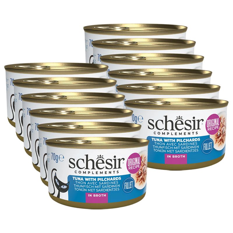 Schesir cat tuna sa sardinama u juhi 12 x 70 g