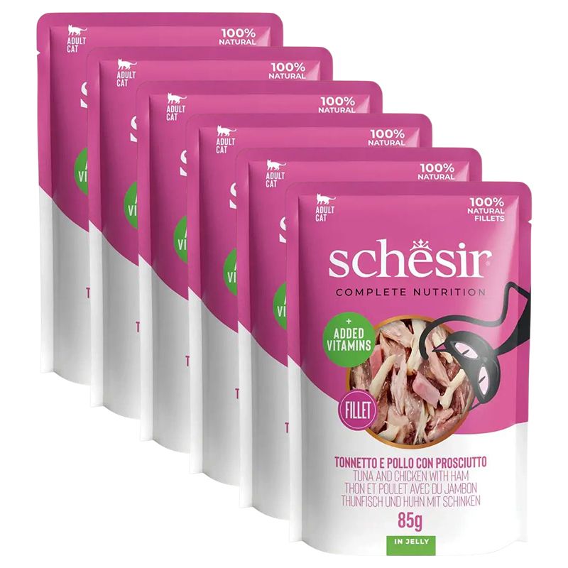 Schesir cat tuna i pileći fileti s šunkom 6 x 85 g
