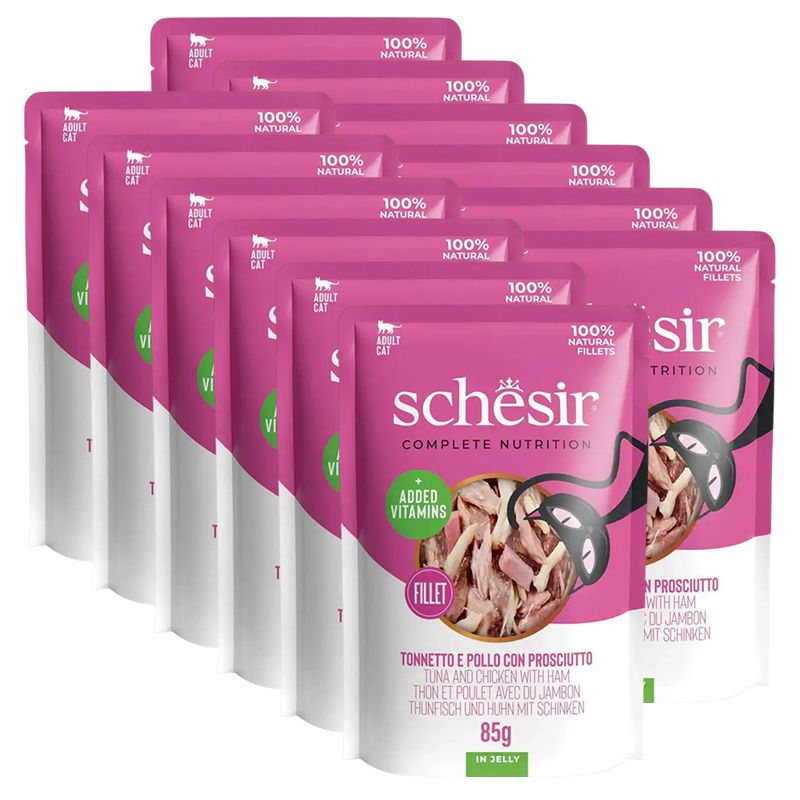 Schesir cat tuna i pileći fileti s šunkom 12 x 85 g