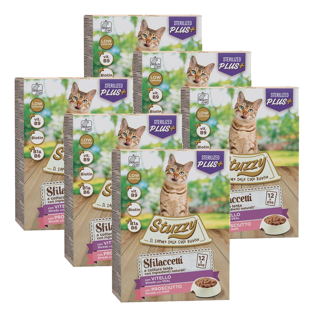 Stuzzy Cat Shreds MULTIPACK Sterilized trganje telećeg i svinjskog mesa 6 x (12 x 85 g)