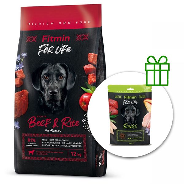 Fitmin dog For Life Beef & Rice 12 kg + Fitmin For Life Rings BESPLATNO