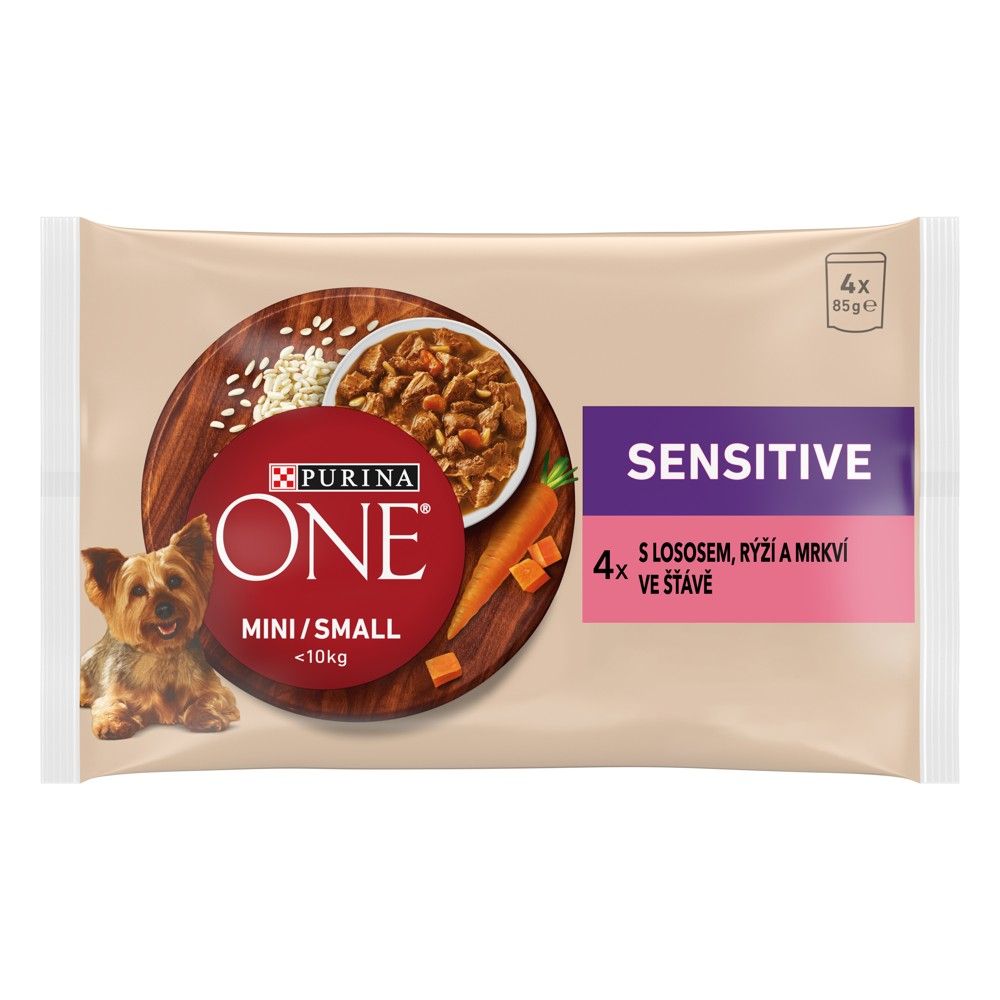 PURINA ONE MINI Pasza za pse Sensitive Losos u umaku 4 x 85 g