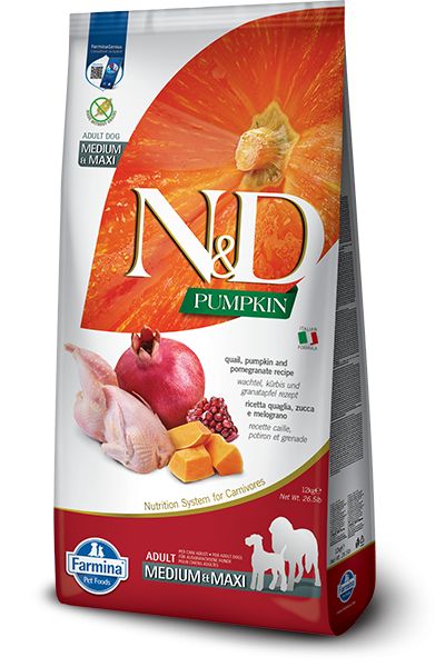 Farmina N&D dog PUMPKIN (GF) adult medium & maxi, quail & pomegranate 12 kg