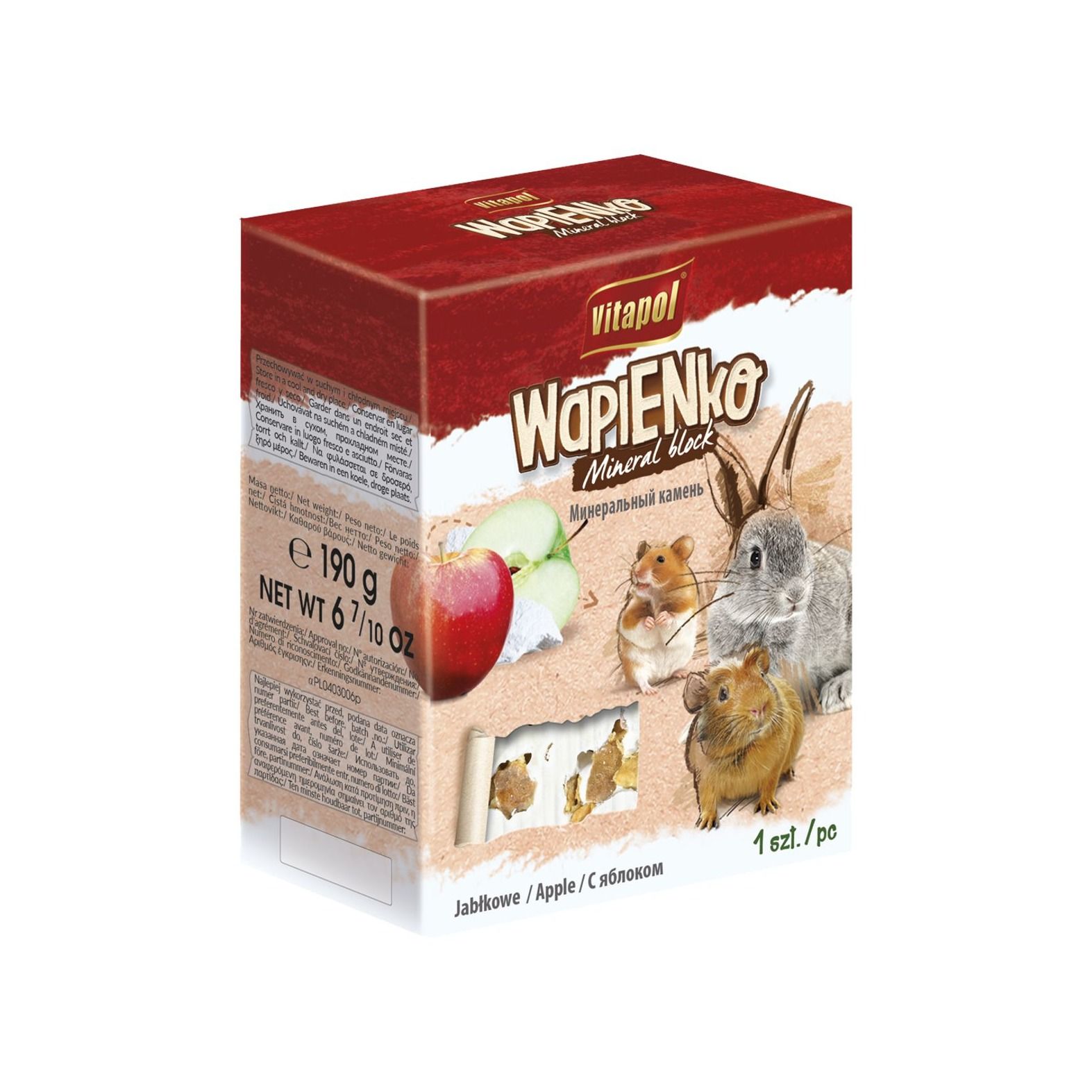 Mineralna kamen za glodavce - jabuka, 40g
